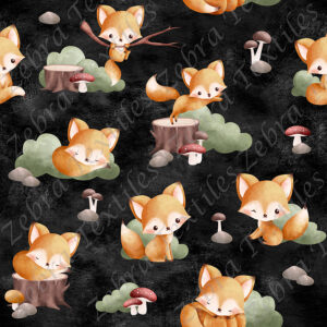 Renard roux en forêt fond noir grunge