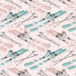 Ski rose et aqua fond rose