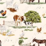 Animaux de la ferme fond beige