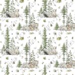 Animaux de la forêt sous les arbres fond blanc