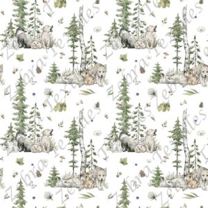 Animaux de la forêt sous les arbres fond blanc