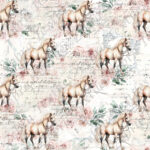 Cheval crème fond floral