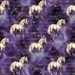 Cheval crème fond mauve