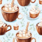 Chocolat chaud brun fond bleu