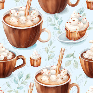 Chocolat chaud brun fond bleu