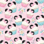 Cupcake et boucle fond rose