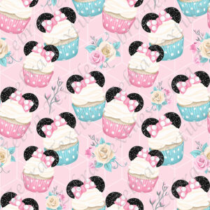 Cupcake et boucle fond rose