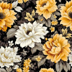 Fleur blanche et jaune fond noir
