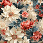 Fleur blanche et rose 3d fond crème