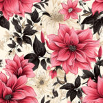 Fleur crème et rouge fond crème