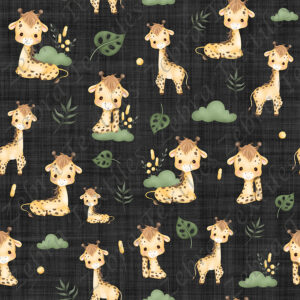 Girafe et buisson fond noir