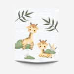 Girafe et buisson fond rayé
