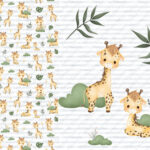 Girafe et buisson fond rayé Panneau doudou