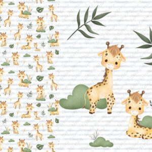 Girafe et buisson fond rayé Panneau doudou