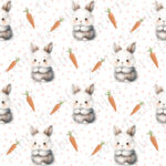 Lapin et carotte fond pois rose