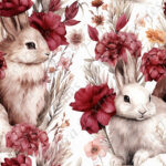 Lapin et fleur rouge