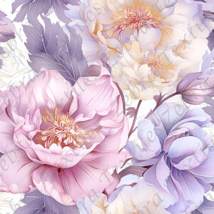 Pivoine lilas et lavande fond blanc