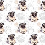 Pug couché fond patte