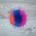 Pompon vraie fourrure rose bleue et orange