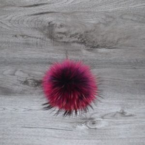 Pompon vraie fourrure noir et bourgogne