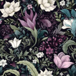 Floral mauve et blanche fond noir