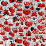 Gnome coccinelle fond gris