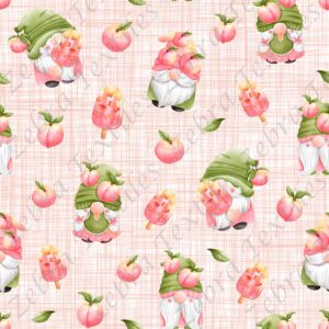 Gnome et popsicle aux pêches fond lin pêche