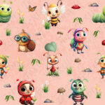 Insecte mignon fond corail