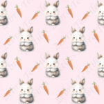 Lapin et carotte fond rose