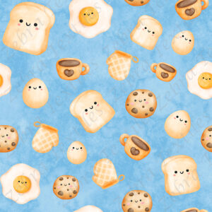 Petit déjeuner mignon fond bleu