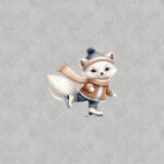 Renard en patin fond gris