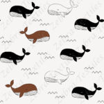 Baleine noire et blanche fond taupe