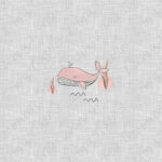 Baleine rose fond lin gris