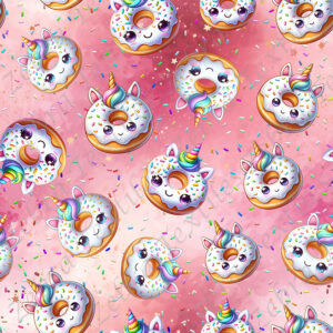 Beigne licorne fond confetti nuageux rose