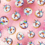 Beigne licorne fond nuageux rose