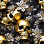Crâne or 3d floral