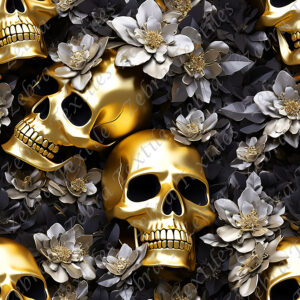 Crâne or 3d floral