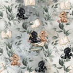 Dragon et eucalyptus fond gris