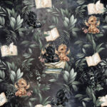 Dragon et eucalyptus fond noir gris
