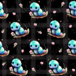 Escargot aqua fond plaid noir