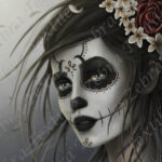 Femme skull fleur bourgogne