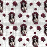 Femme skull fleur fond gris