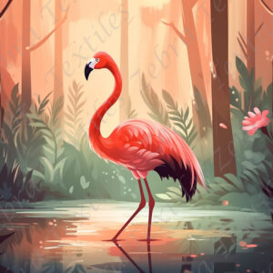 Flamant rose au levé du soleil