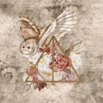 Hibou et relique fond beige