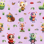 Insecte mignon fond lilas