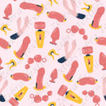 Jouet sexuel rose et jaune fond rose