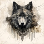 Loup noir fond beige