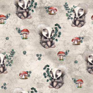 Moufette et champignon fond beige grunge