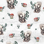 Moufette et champignon fond planche