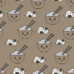Plat de riz kawaii fond taupe